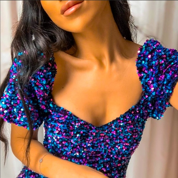 Zara Bloggers Favorite Multicolored Sequin short Sleeves Mini Dress Size S - Picture 10 of 16